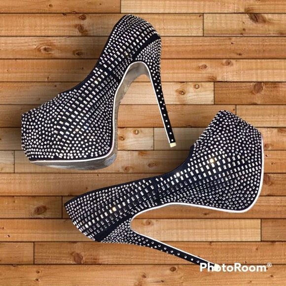 Pleaser Style Sky High Platform Rhinestone Heels - Picture 1 of 5